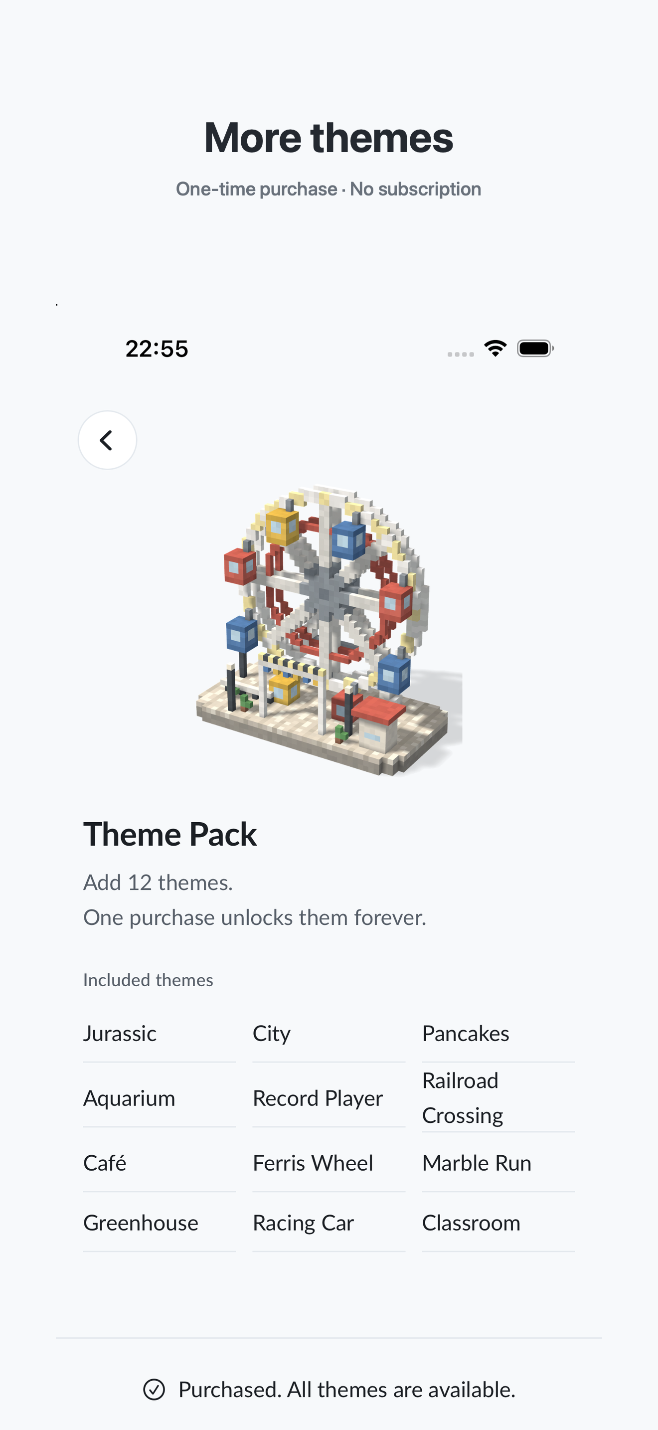 Theme Pack showing twelve additional themes